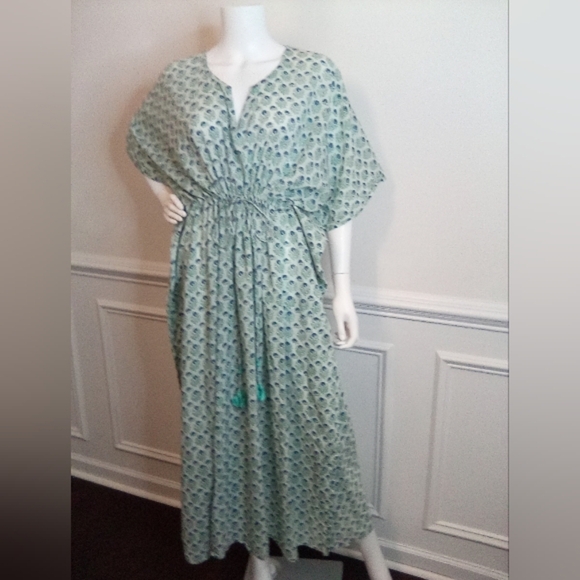 Women's Bellino Blue Floral Maxi Kaftan Dress, One Size - Picture 14 of 16